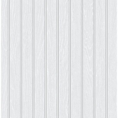 Faux Beadboard Prepasted Pearl Grey Wallpaper